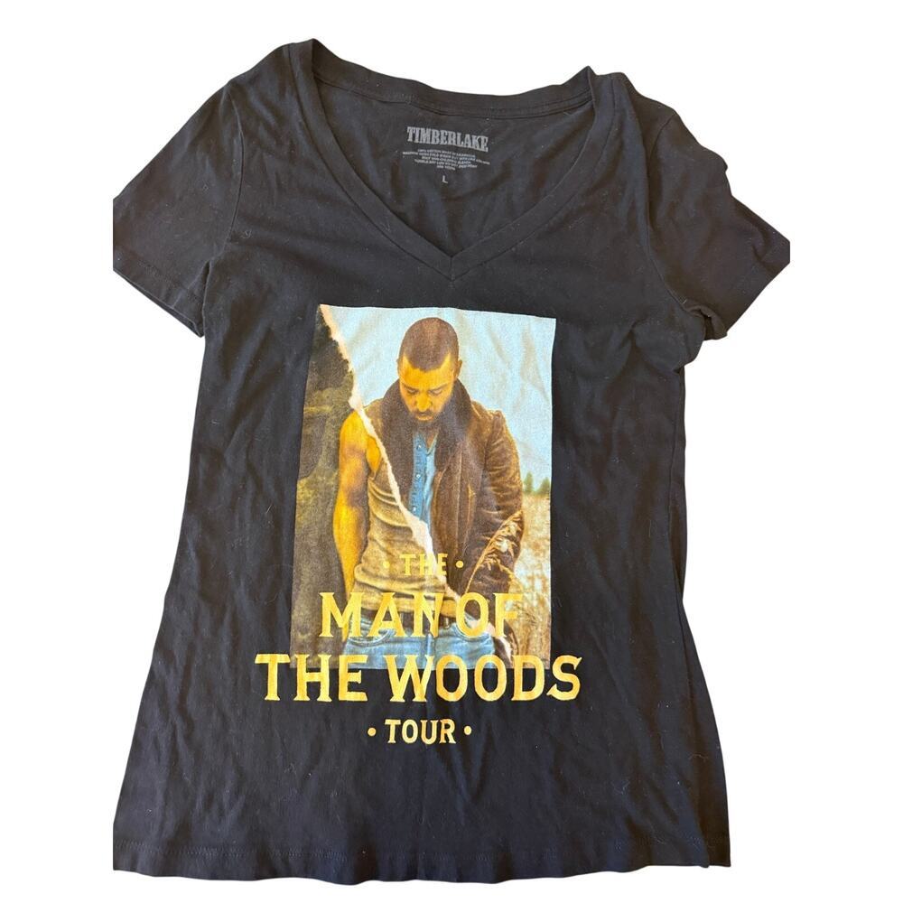 JUSTIN TIMBERLAKE Man of the Woods Concert Tour Band Tee T-Shirt V Neck L